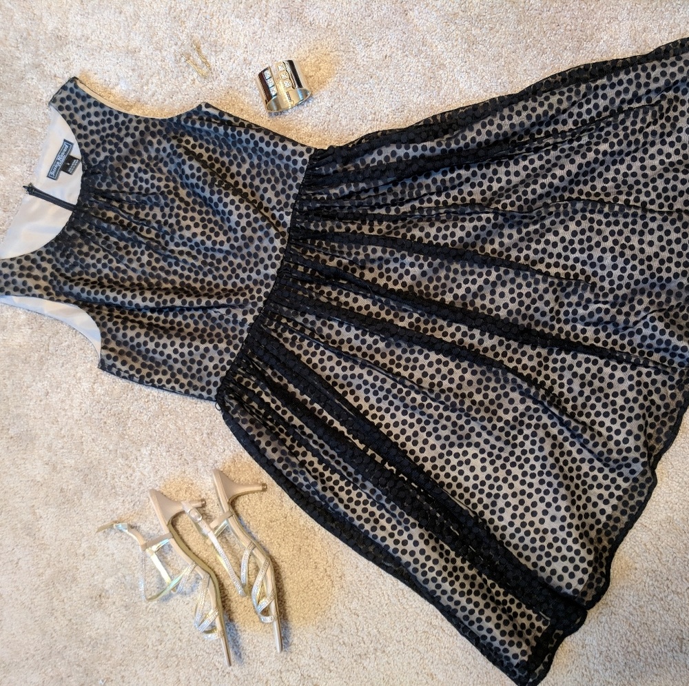 Jessica Howard Evenings Black Polka Dot Dress